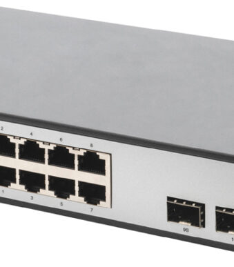 19" Gigabit PoE-switch, 8 poorten, onbeheerd, 2 uplinks.