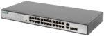 19" Fast Ethernet PoE-switch, 24 poorten, onbeheerd.