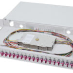 19" glasvezel-splitsbox, OM4, voorzien van 24x LC-aansluitingen