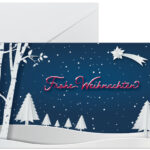 Pop-up kerst landschapskaart, langwerpig formaat.