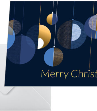 Kerstkaart 'Grafische kerstballen', liggend A6-formaat