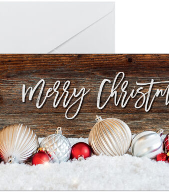 Kerstkaart 'Rood en wit kerstfeest met donkere ...'