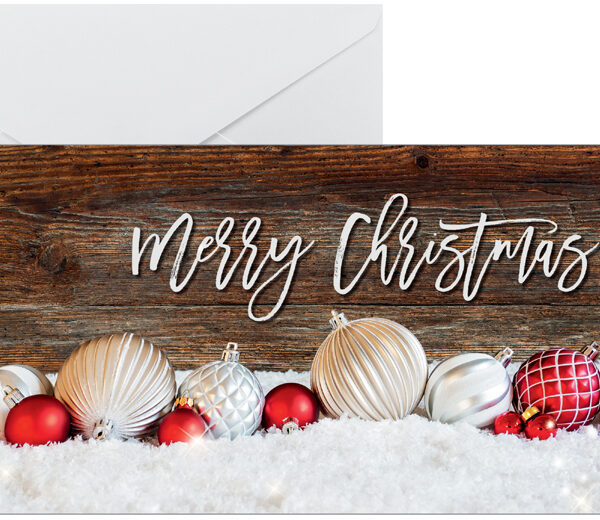 Kerstkaart 'Rood en wit kerstfeest met donkere ...'