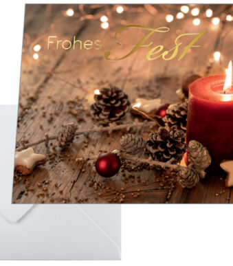 Kerstkaart 'Rode Kerstkaars', Liggend A6 (A5)