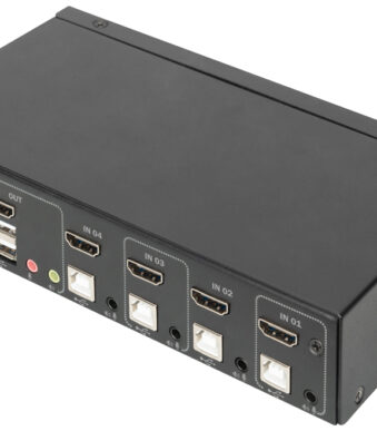 DIGITUS KVM-Switch, 4 poorten, Enkele weergave, 4K, HDMI