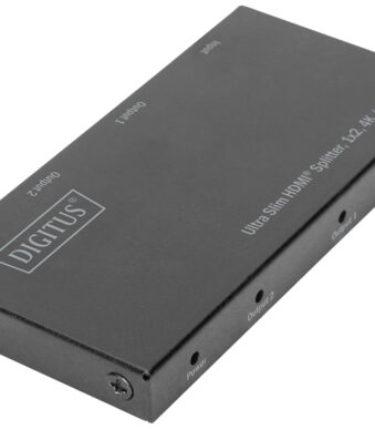 DIGITUS Ultra Dunne HDMI Splitter, 1 ingang - 2 uitgangen, 4K/60 Hz, zwart