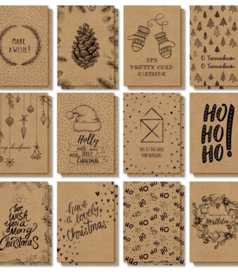 Natuurlijke kerstkaarten-set, formaat A6