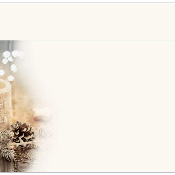 Kerstmotief envelop 'Beige kerstkaarsen'