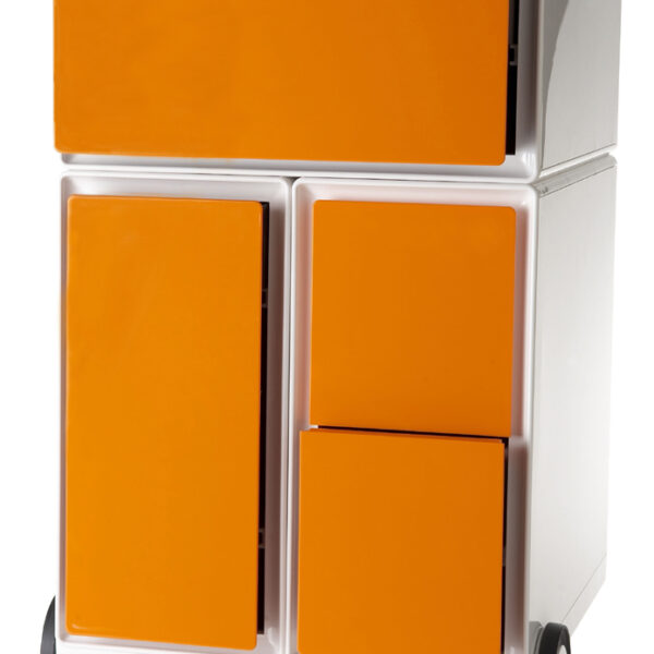 Rolcontainer 'EasyBox', 1 lade, wit/oranje