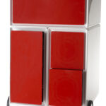 Losse rolcontainer, 1 lade, wit/rood