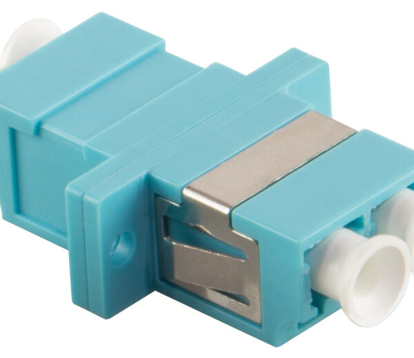 Glasvezelkoppeling, 2x LC-duplex, multimode, OM3, aquablauw