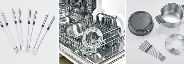 Fondueset, roestvrij staal/zwart