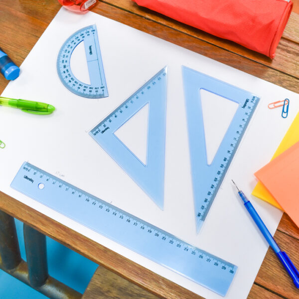 Maandag Meetkundeset, 4-delig, blauw-doorzichtig