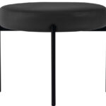 Krukje GAIA, rond, kunstlederen bekleding, zwart