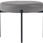 Krukje GAIA, rond, kunstlederen bekleding, muisgrijs.