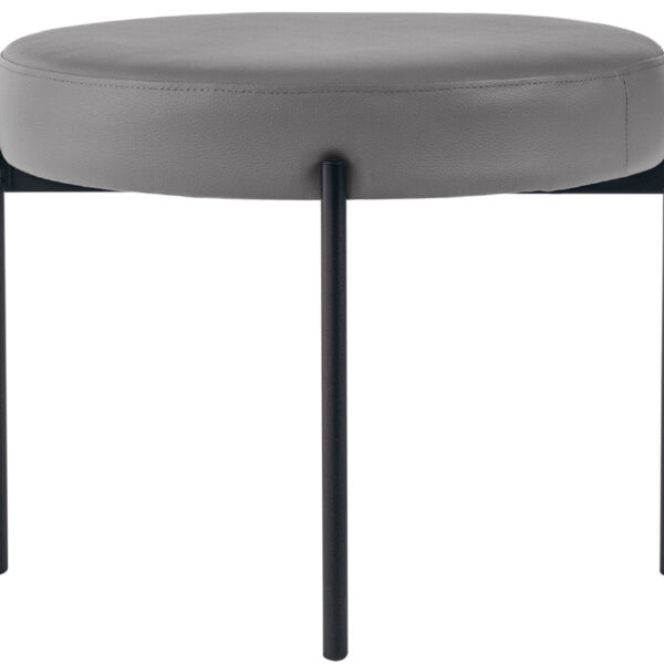 Krukje GAIA, rond, kunstlederen bekleding, muisgrijs.