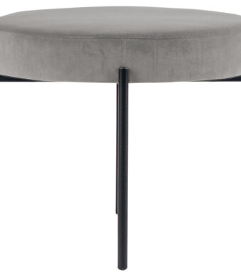 Krukje GAIA, rundslederen stofferen, grijs fluweel