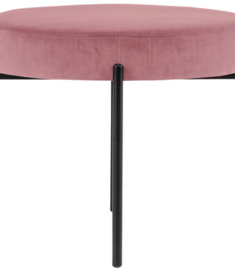 Poef GAIA, rundleer, fluweelbekleding, roze