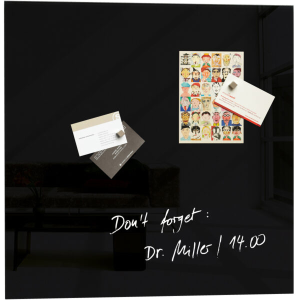 Magneetbord van glas 'artverum', 48 x 48 cm.