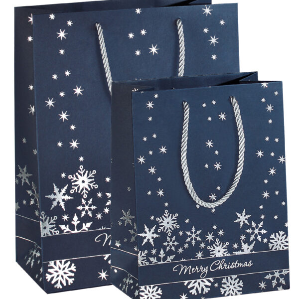 Kerstcadeauzak 'Zilveren Sneeuwvlokken', groot model