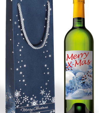 Fleszakje met zilveren sneeuwvlokken