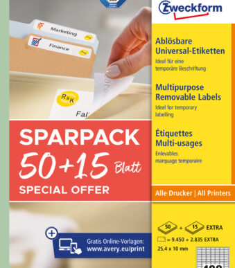 Universele etiketten, 25,4 x 10 mm