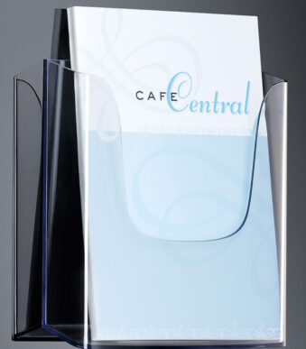 Wandprospectushouder van acryl voor A4-formaat, met 1 vak.