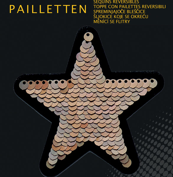Omkeerbare pailletten ster, beige-zilver/roze