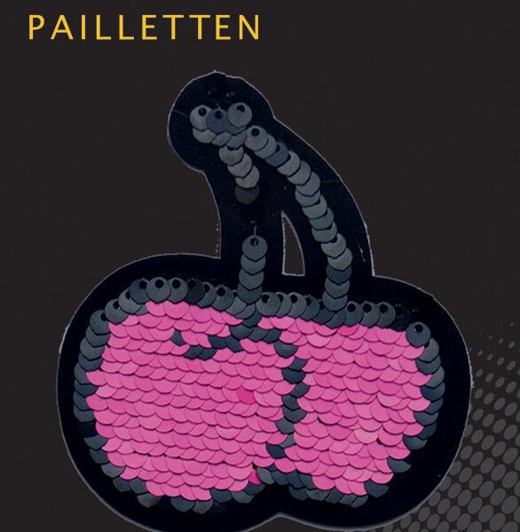 Omkeerbare paillettensequins kersen, roze-blauw