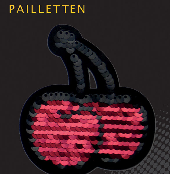 Omkeerbare pailletten voor kersen, rood-zwart.