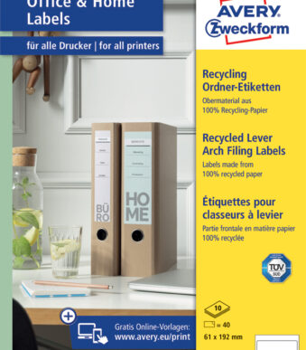 Recyclingordneretiketten voor thuiskantoor