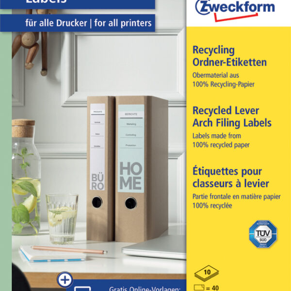 Recyclingordneretiketten voor thuiskantoor