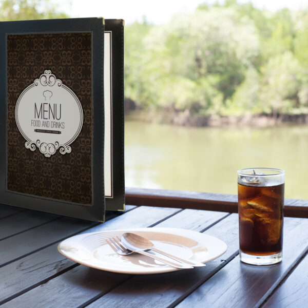 Securit menukaart-map WOOD, DIN A4, zwart