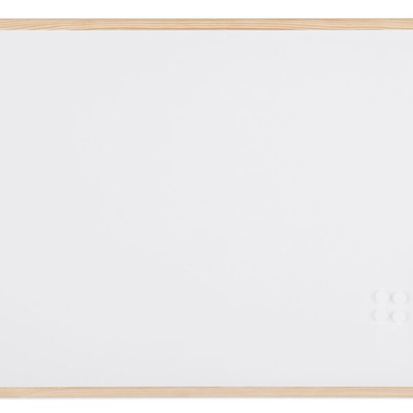 Witbord met houten omlijsting, 90 x 60 cm.