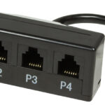 LogiLink Telefoonverdeler, 4-voudig, Kleur: zwart