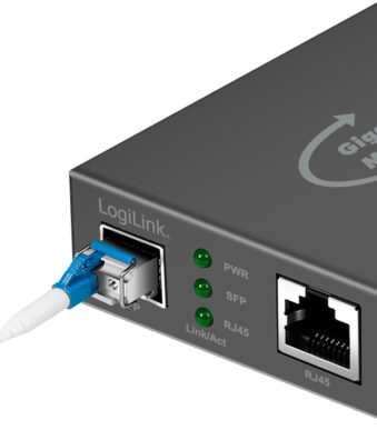 LogiLink Gigabit mediaconverter, RJ45/SFP, zwart