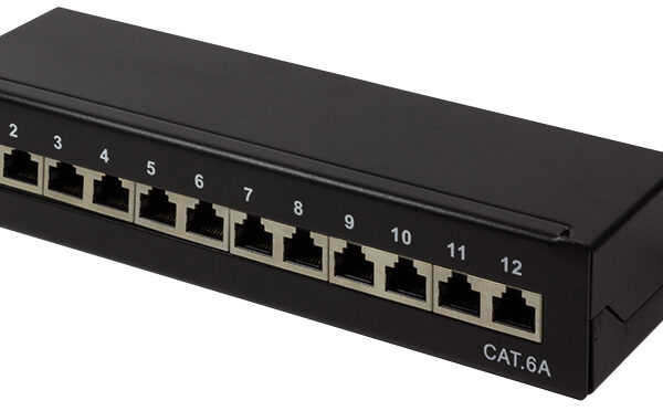 Desktop patchpaneel Cat. 6A, 12 poorten, lichtgrijs