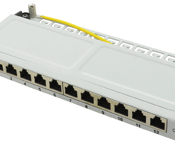 10" Patchpaneel Cat.6A, 12 poorten, lichtgrijs, 0,5 HE
