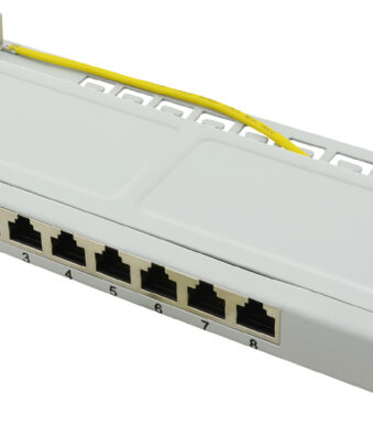 Mini patchpaneel cat. 6, 8 aansluitingen, lichtgrijs, 0,5 HE