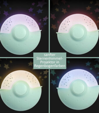 Eerste hulp slechts nachtlampje met slaapliedjes en kleurprojectie.