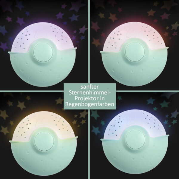 Eerste hulp slechts nachtlampje met slaapliedjes en kleurprojectie.