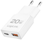 LogiLink USB-stekkeradapter - 1x USB-C (snelladen), 1x USB-A (snel opladen)
