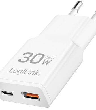 LogiLink USB-stekkeradapter - 1x USB-C (snelladen), 1x USB-A (snel opladen)