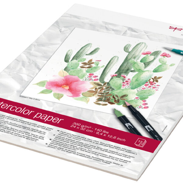 Tombow Aquarelpapierblok, dubbelzijdig gelijmd, 240 x 320 mm