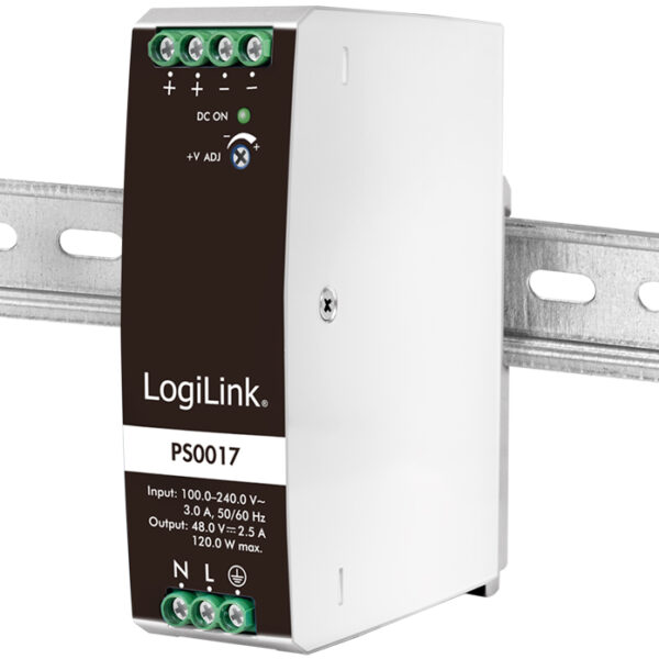 LogiLink Din-railvoeding, 120 Watt, 48 Volt, wit