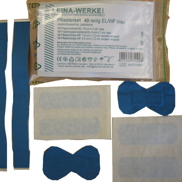 Elastisch/watervast pleisterset, 40-delig, blauw