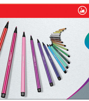 Stabilo vezelstiften, 50 stuks in metalen etui.