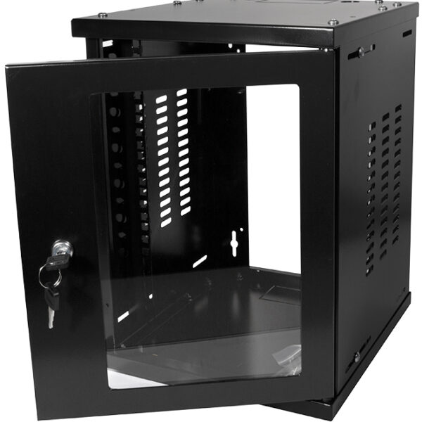 LogiLink 10" wandmontage verdeelkast voor kleine kantoren, 8 HE, zwart