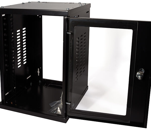 LogiLink 10" wandmontage verdeelkast voor kleine kantoren, 8 HE, zwart