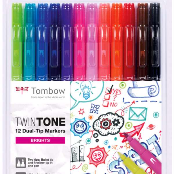 Tombow Dubbele Stiftmarkers 'TwinTone' Felle Kleuren, set van 12